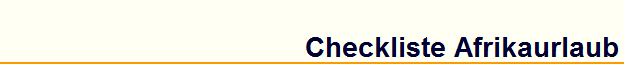 Checkliste Afrikaurlaub
