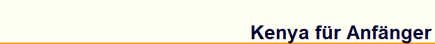 Kenya fr Anfnger